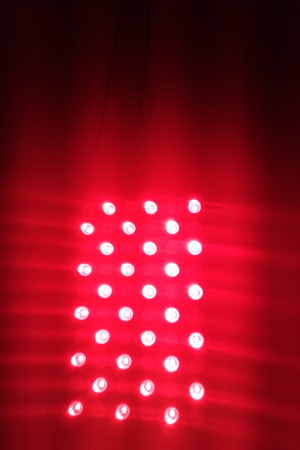 a red light in a dark room