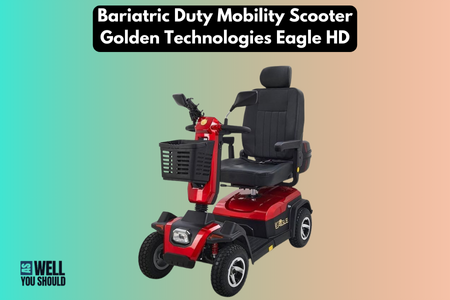 a red and black mobility scooter