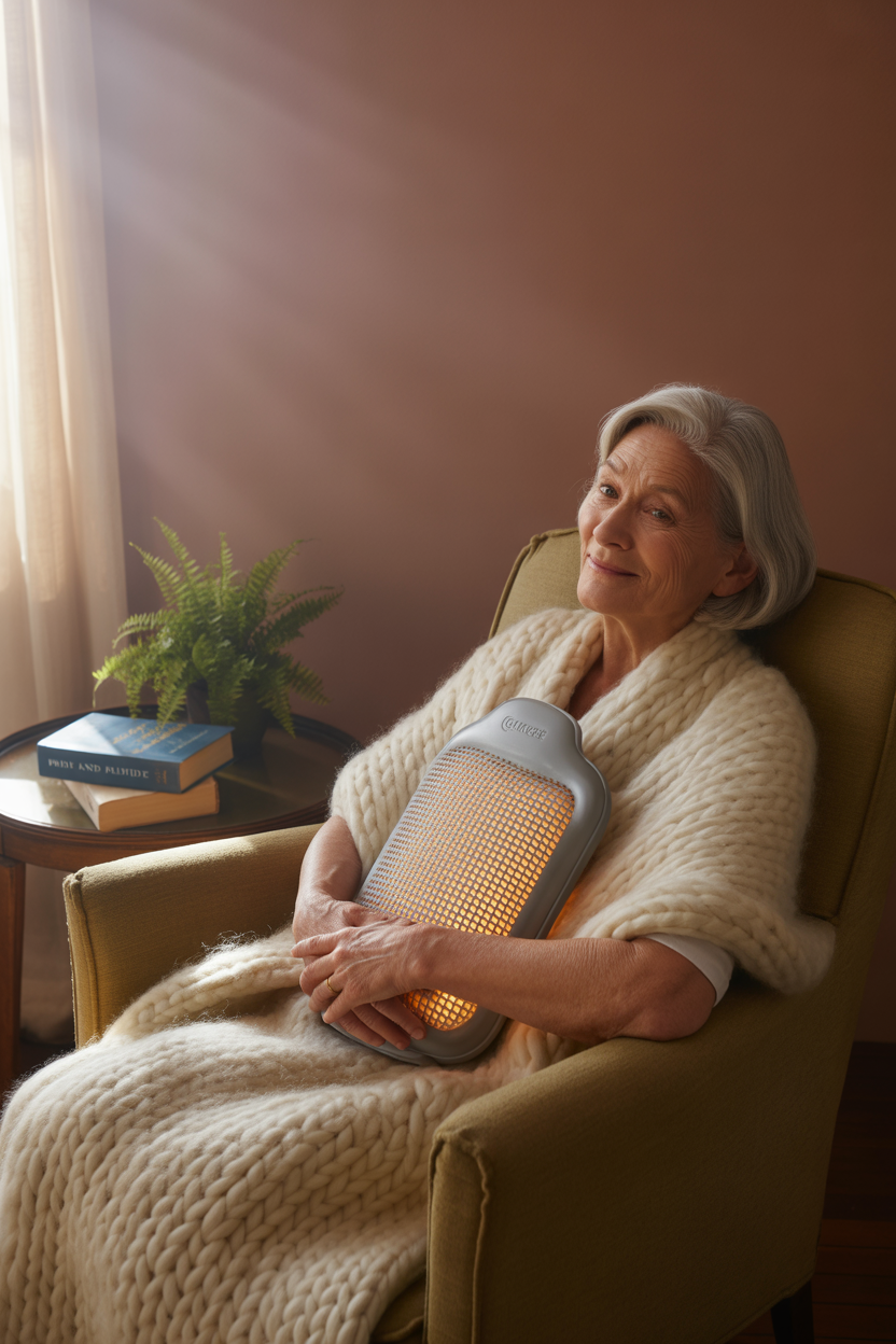 A grandmother smiling warmly while receiving a gift